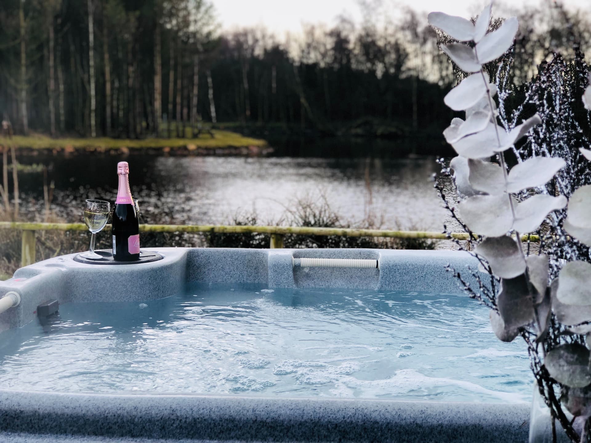 A hot tub on a cottage terrace